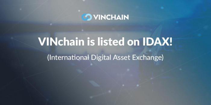 vinchain is listed on idax (international digital asset exchange)